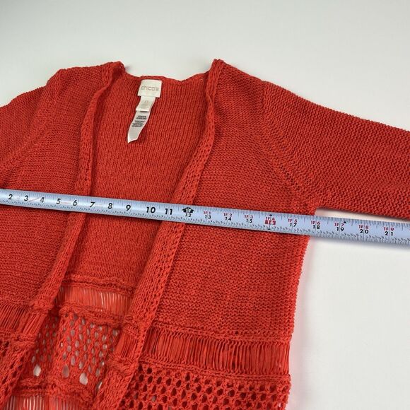 Crochet Knit Fringe Long Cardigan XS Boho Hippie Festival Duster Y2K Fairycore - Picture 8 of 11